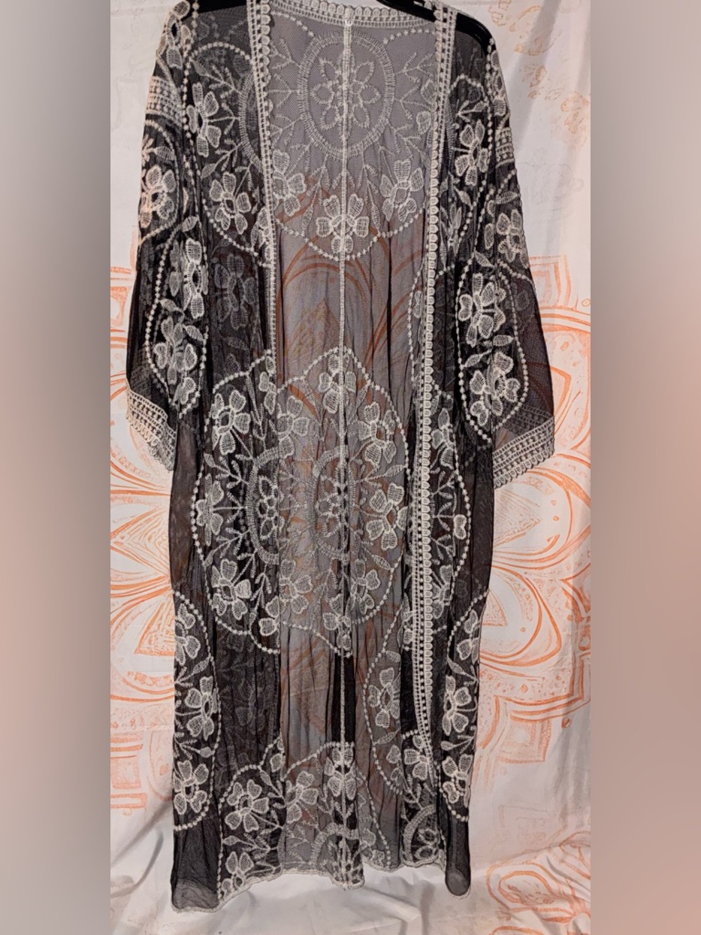 Rachel Zoe Black Elegant Dress w/ Sheer Lace Overlay w/ White Floral Accents - Picture 9 of 11